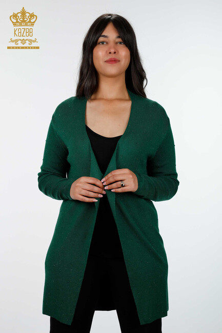 Women's Knitwear Cardigan Long Green - 15436 | KAZEE - Thumbnail