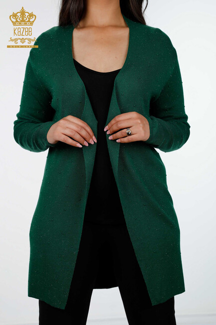 Women's Knitwear Cardigan Long Green - 15436 | KAZEE - Thumbnail