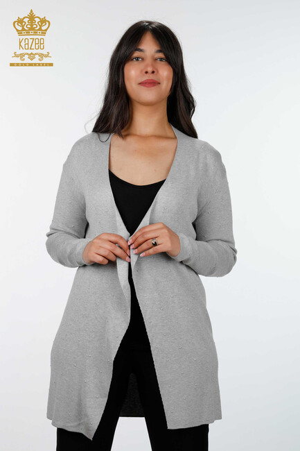 Women's Knitwear Cardigan Long Gray - 15436 | KAZEE - Thumbnail