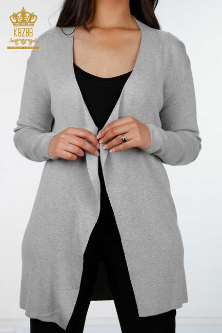 Women's Knitwear Cardigan Long Gray - 15436 | KAZEE - Thumbnail