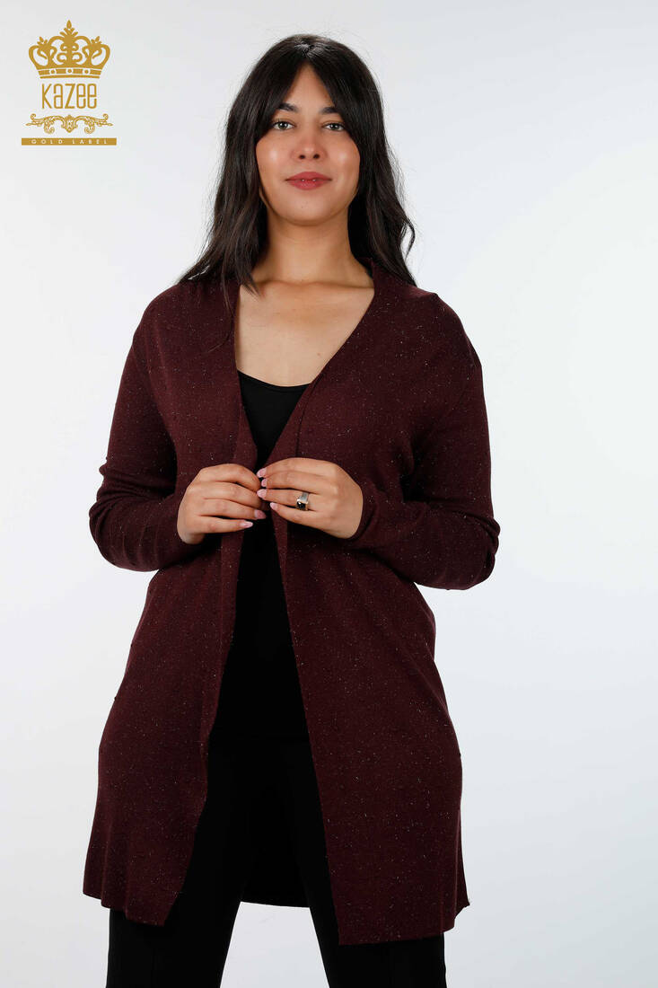 Women's Knitwear Cardigan Long Plum - 15436 | KAZEE