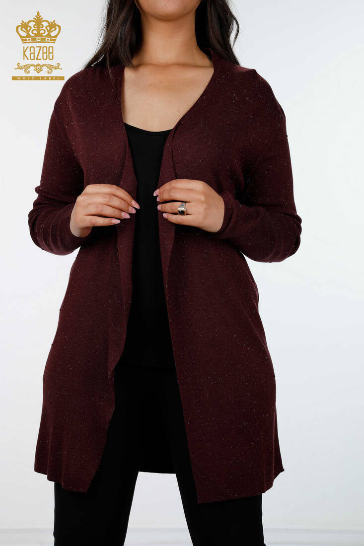 Women's Knitwear Cardigan Long Plum - 15436 | KAZEE