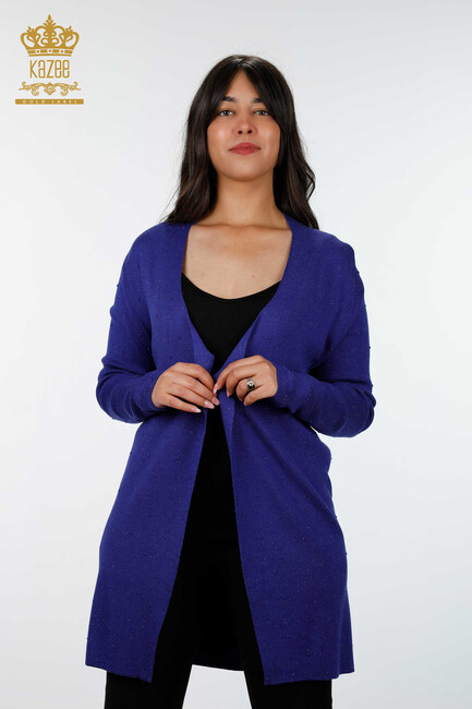 Women's Knitwear Cardigan Long Sax - 15436 | KAZEE - Thumbnail