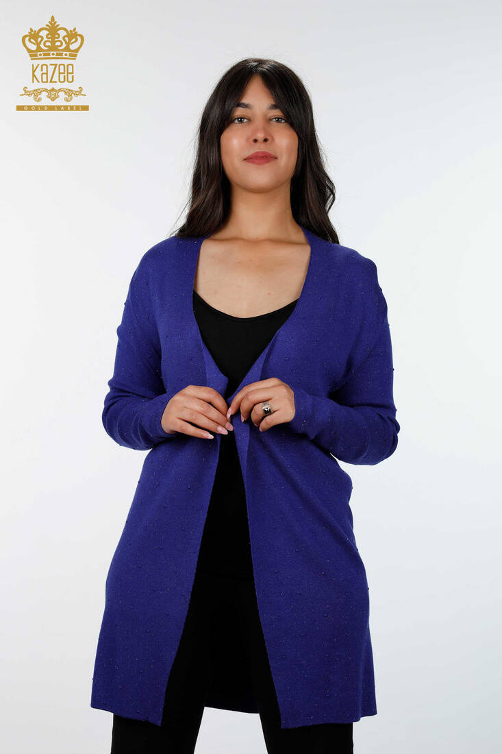 Women's Knitwear Cardigan Long Sax - 15436 | KAZEE