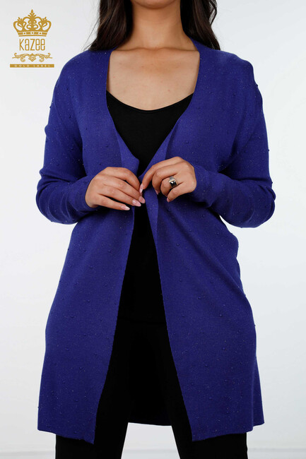 Women's Knitwear Cardigan Long Sax - 15436 | KAZEE - Thumbnail