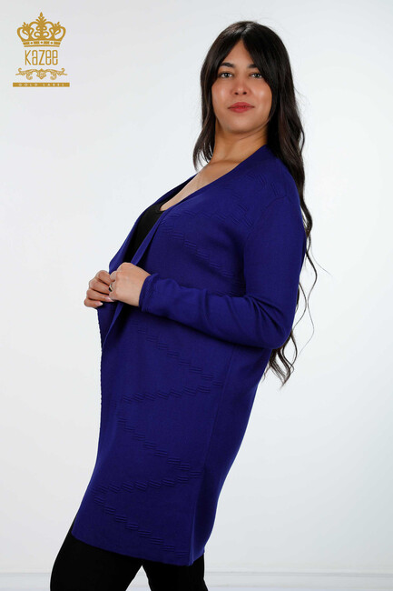 Women's Knitwear Cardigan Long Sax - 15440 | KAZEE - Thumbnail