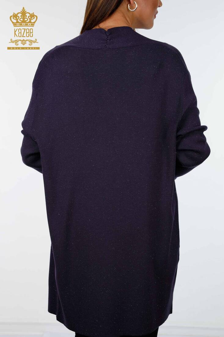 Women's Knitwear Cardigan Long Two Pocket Detailed Viscose Purple - 16871 | KAZEE