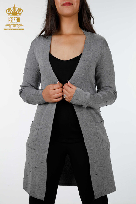 Women's Knitwear Cardigan Pocket Detailed Gray - 15698 | KAZEE - Thumbnail