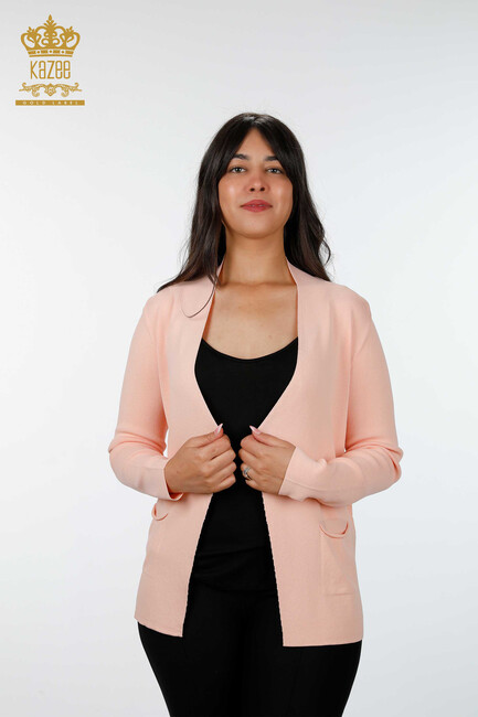 Women's Knitwear Cardigan Pocket Detailed Powder - 15744 | KAZEE - Thumbnail