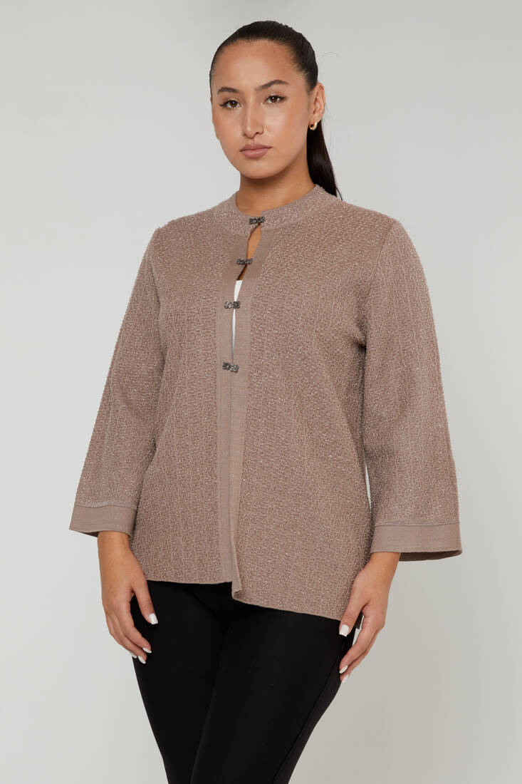 Women's Knitted Cardigan Glittery Mink - 30710 | KAZEE