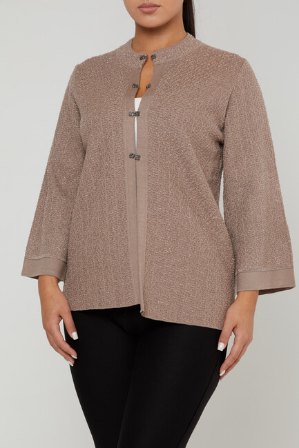 Women's Knitted Cardigan Glittery Mink - 30710 | KAZEE - Thumbnail