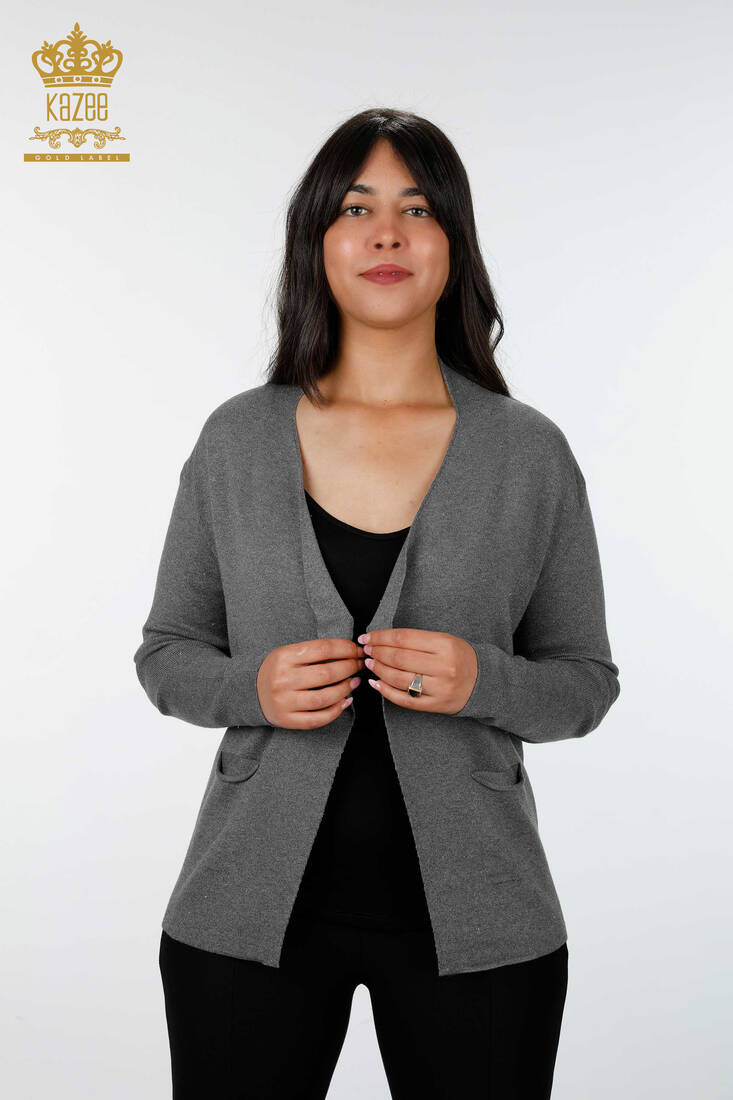 Women's Knitwear Cardigan Glitter Transition Anthracite - 14687 | KAZEE