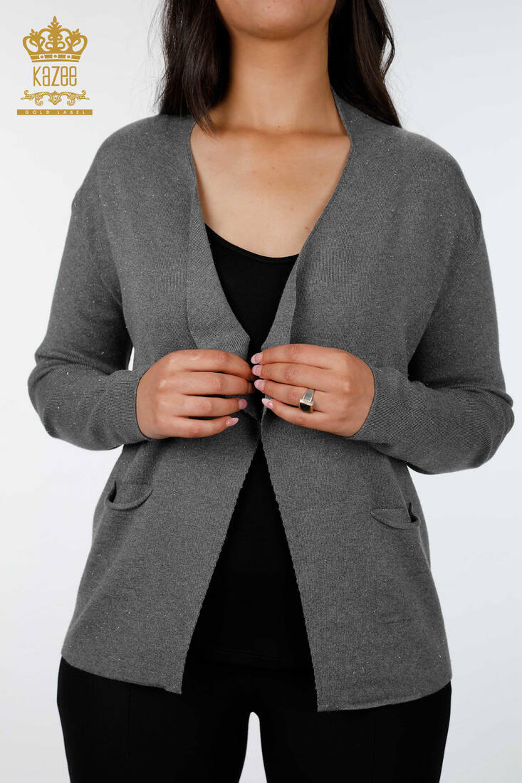 Women's Knitwear Cardigan Glitter Transition Anthracite - 14687 | KAZEE