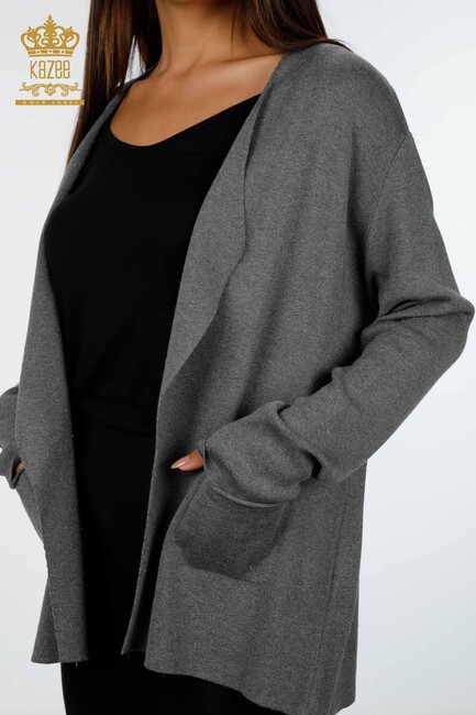 Women's Knitwear Cardigan Glitter Transition Anthracite - 16807 | KAZEE - Thumbnail