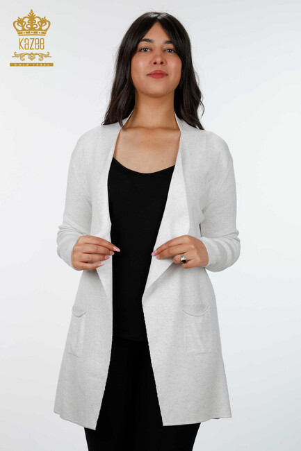 Women's Knitwear Cardigan Glitter Transition Ecru - 15196 | KAZEE - Thumbnail