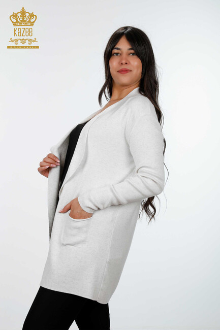 Women's Knitwear Cardigan Glitter Transition Ecru - 15196 | KAZEE - Thumbnail