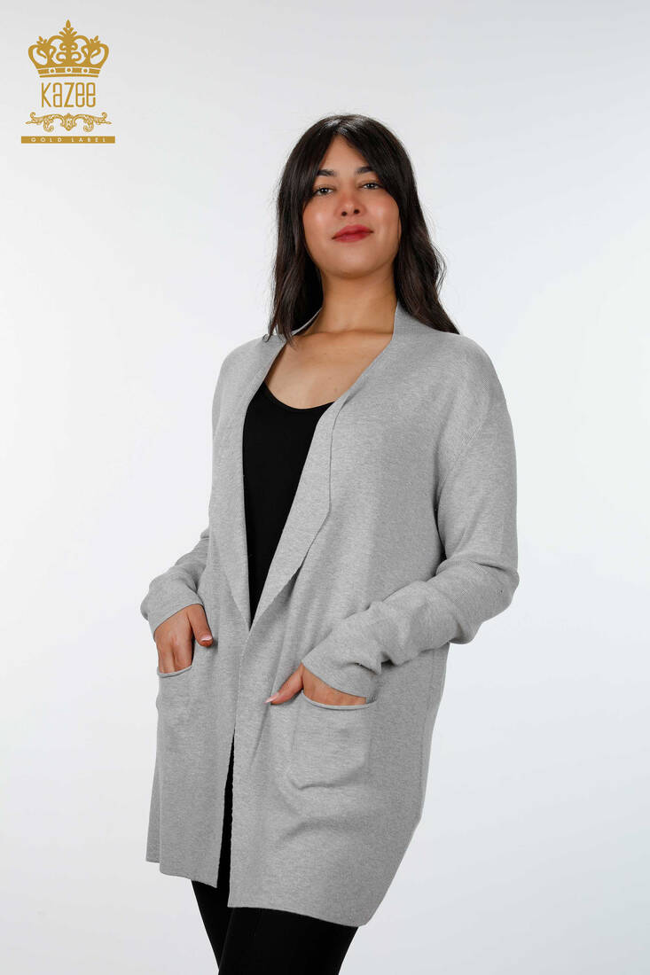 Women's Knitwear Cardigan Glitter Gray - 15196 | KAZEE