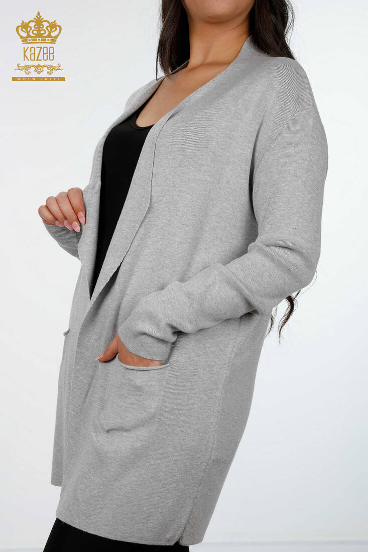 Women's Knitwear Cardigan Glitter Gray - 15196 | KAZEE