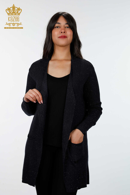 Women's Knitwear Cardigan Glitter Transitioned Navy - 15196 | KAZEE - Thumbnail