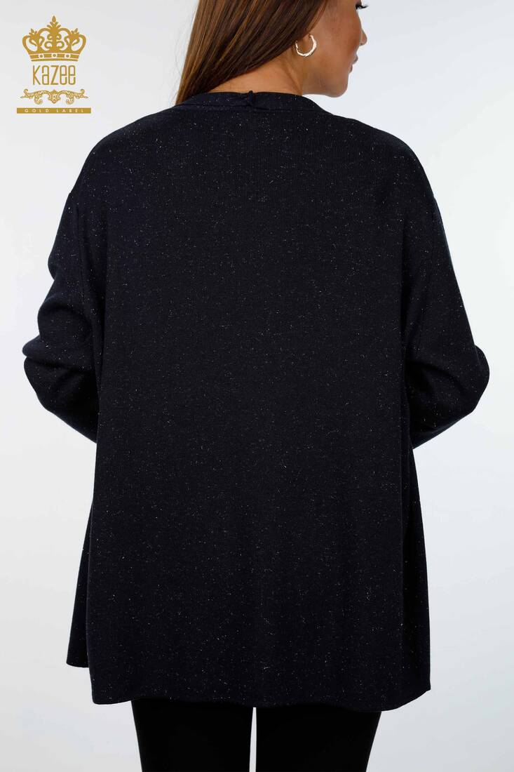 Women's Knitwear Cardigan Glitter Transition Long Pocket Anthracite - 16807 | KAZEE