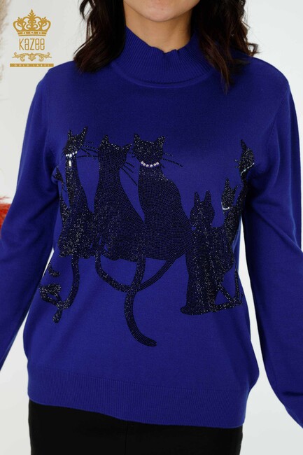 Women's Knitwear Cat Patterned Saks - 16969 | KAZEE - Thumbnail