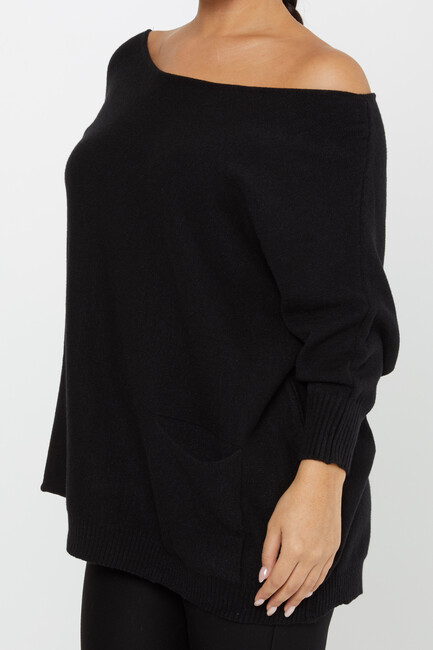 Women's Knitwear Collar Detail Black - 30237 | KAZEE - Thumbnail