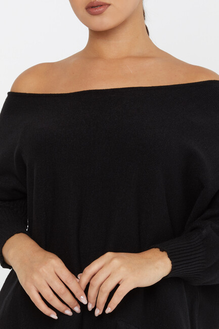 Women's Knitwear Collar Detail Black - 30237 | KAZEE - Thumbnail