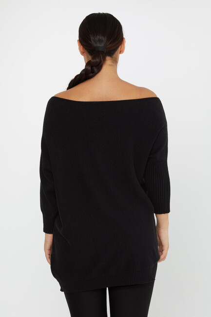 Women's Knitwear Collar Detail Black - 30237 | KAZEE - Thumbnail