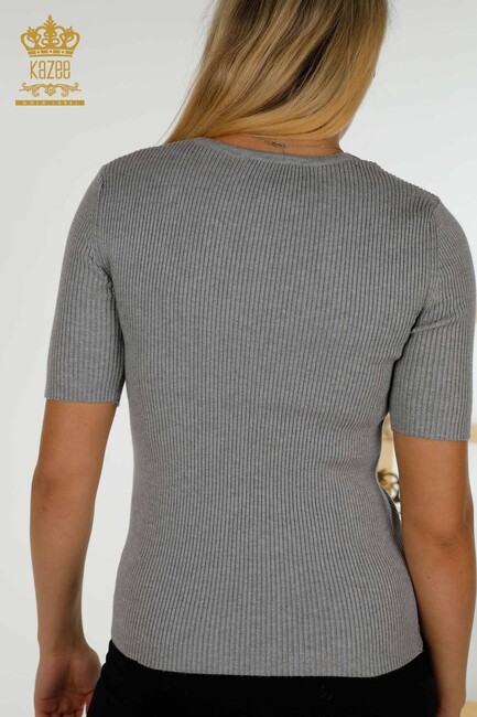 Women's Knitwear Collar Detailed Gray - 30397 | KAZEE - Thumbnail