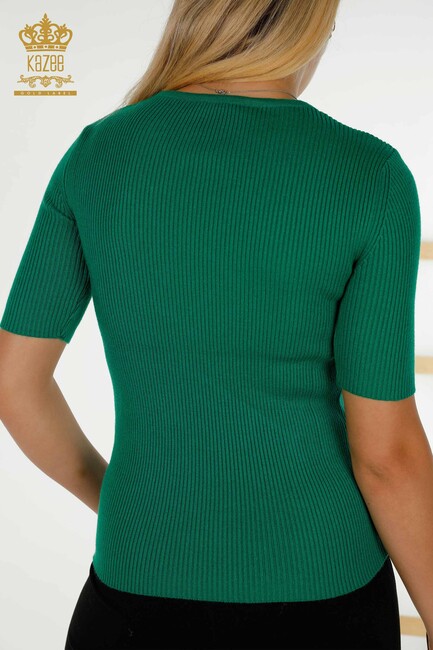 Women's Knitwear Collar Detailed Green - 30397 | KAZEE - Thumbnail