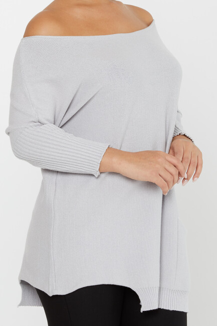 Women's Knitwear Collar Detail Gray - 30237 | KAZEE - Thumbnail