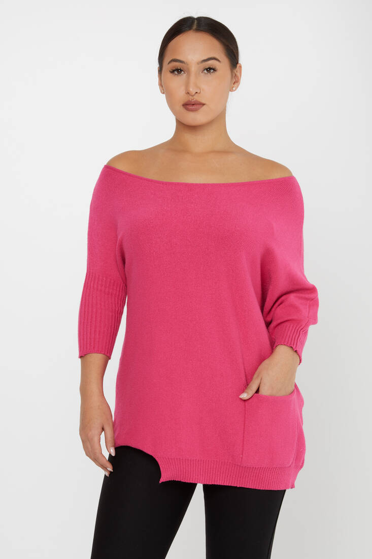 Women's Knitwear Collar Detail Pink - 30237 | KAZEE