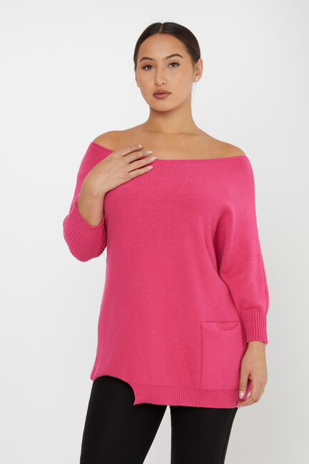 Women's Knitwear Collar Detail Pink - 30237 | KAZEE - Thumbnail