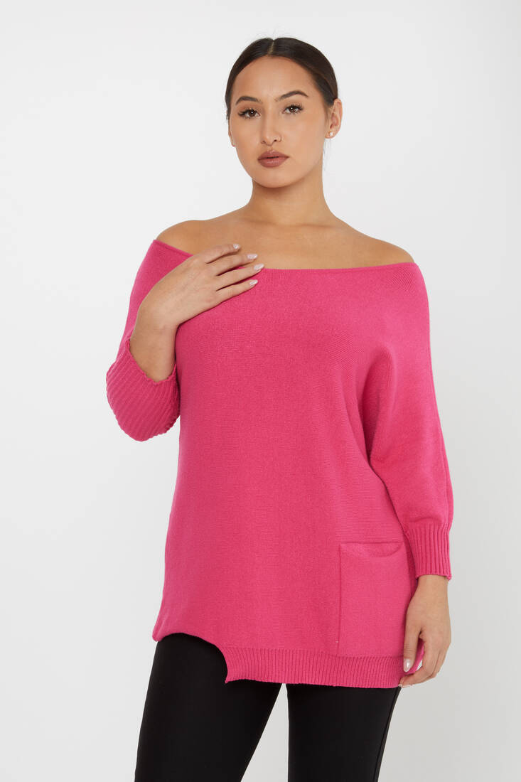 Women's Knitwear Collar Detail Pink - 30237 | KAZEE