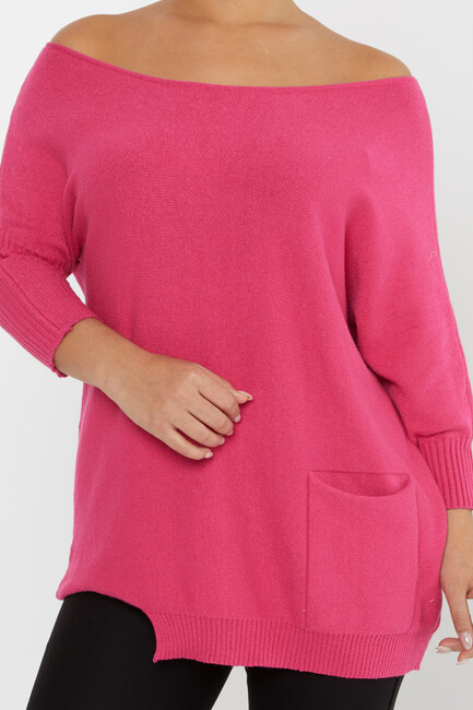 Women's Knitwear Collar Detail Pink - 30237 | KAZEE - Thumbnail