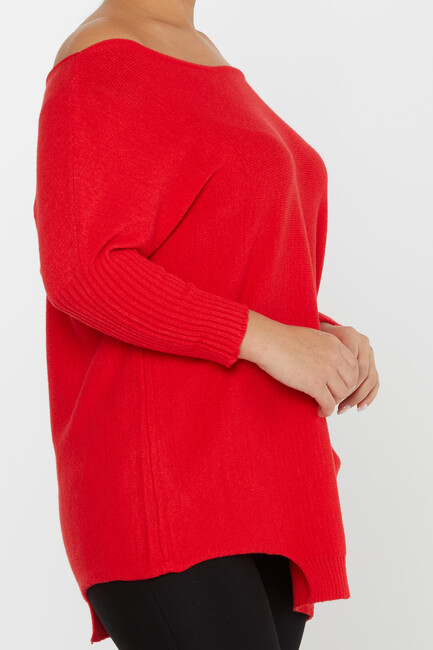 Women's Knitwear Collar Detail Red - 30237 | KAZEE - Thumbnail