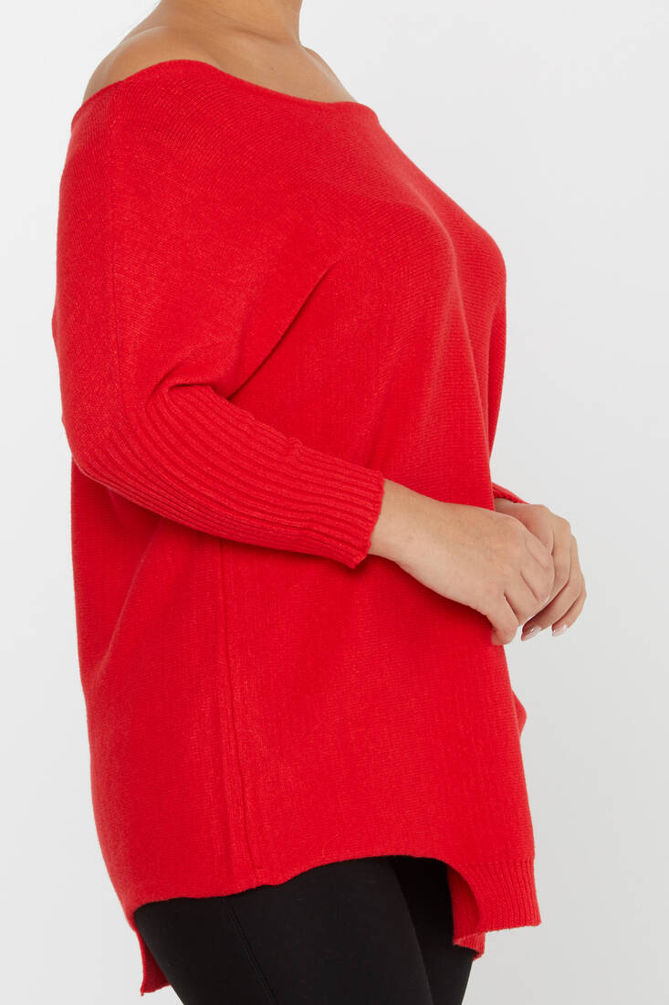 Women's Knitwear Collar Detail Red - 30237 | KAZEE