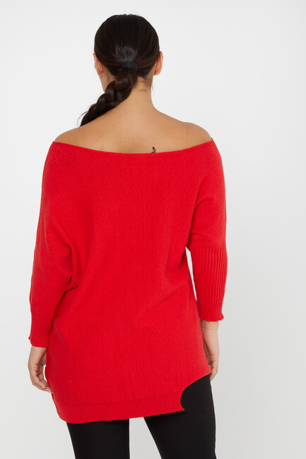 Women's Knitwear Collar Detail Red - 30237 | KAZEE - Thumbnail