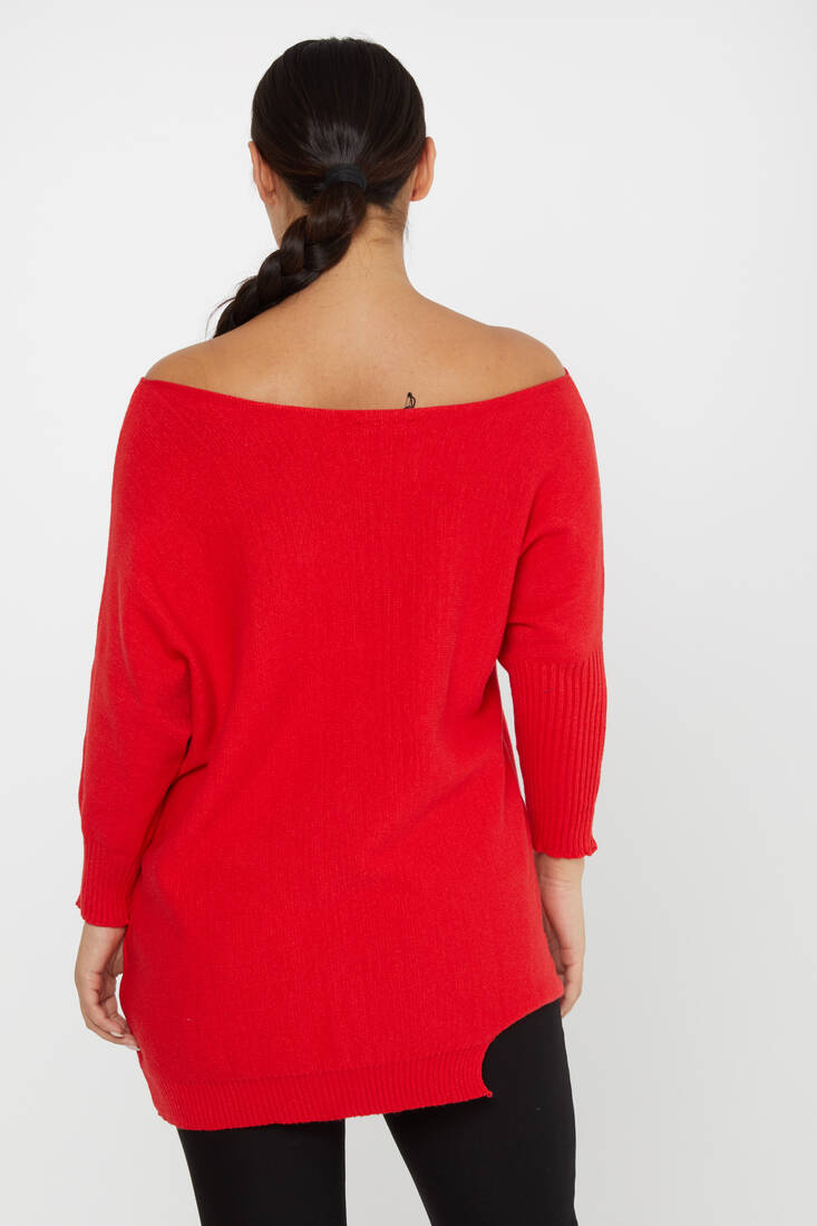 Women's Knitwear Collar Detail Red - 30237 | KAZEE