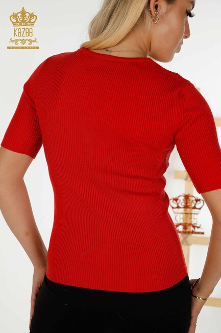 Women's Knitwear Collar Detailed Red - 30397 | KAZEE - Thumbnail