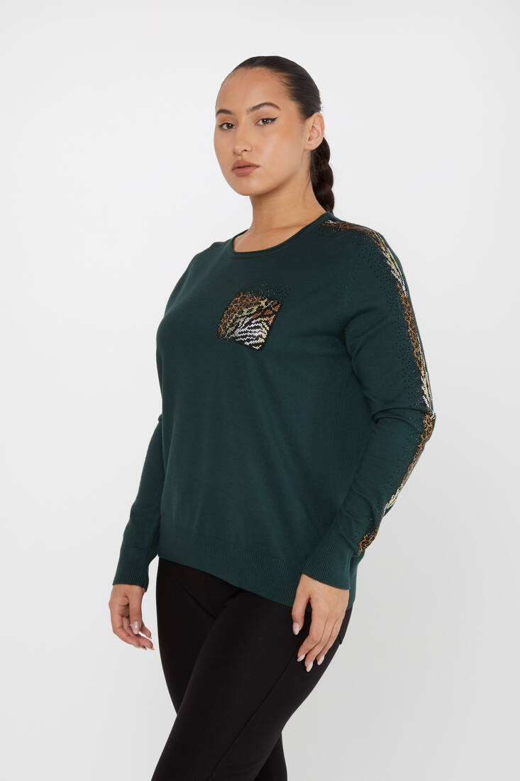 Women's Knitwear Crew Neck Stoned Olive - 31547 | KAZEE