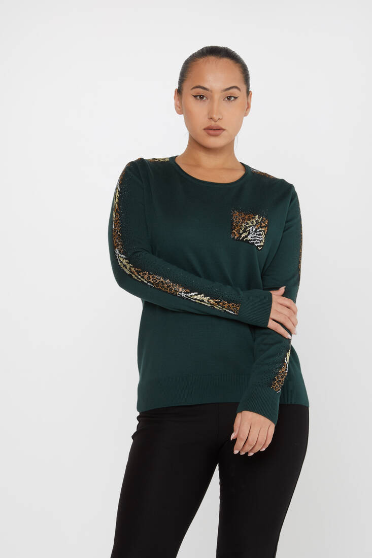 Women's Knitwear Crew Neck Stoned Olive - 31547 | KAZEE