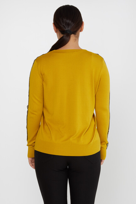 Women's Knitwear Crew Neck Stoned Saffron - 31547 | KAZEE - Thumbnail