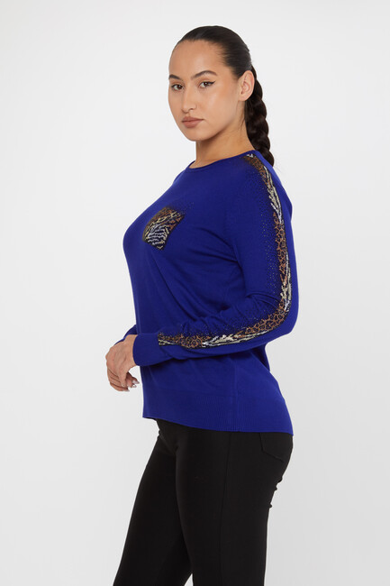 Women's Knitwear Crew Neck Stoned Saxe - 31547 | KAZEE - Thumbnail