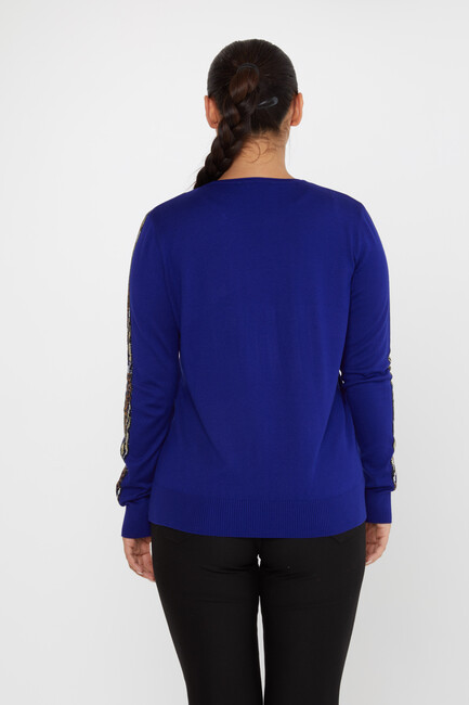 Women's Knitwear Crew Neck Stoned Saxe - 31547 | KAZEE - Thumbnail