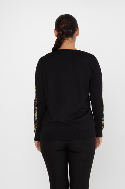 Women's Knitwear Crew Neck Stoned Black - 31547 | KAZEE - Thumbnail