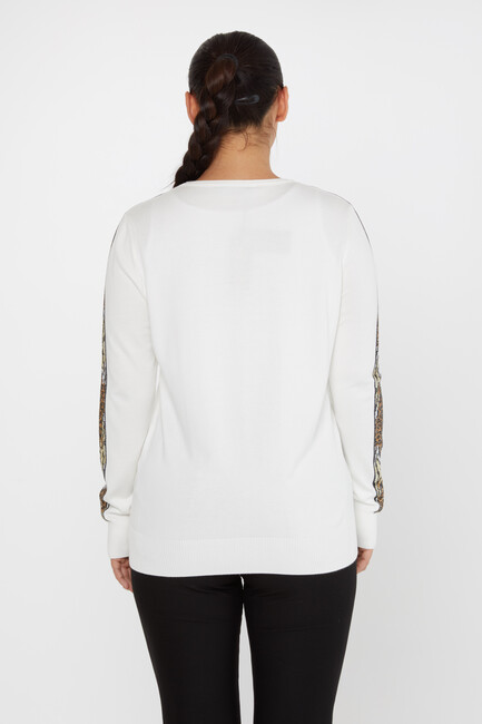 Women's Knitwear Crew Neck Stoned Ecru - 31547 | KAZEE - Thumbnail