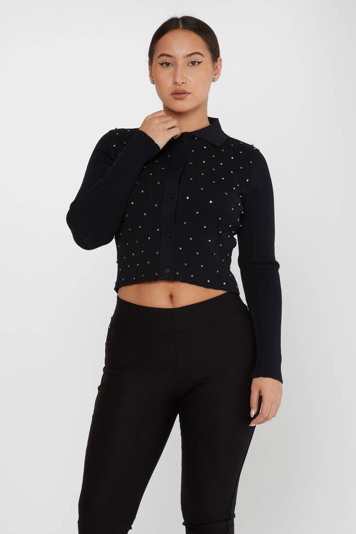 Women's Knitwear Crystal Stone Black - 31300 | KAZEE