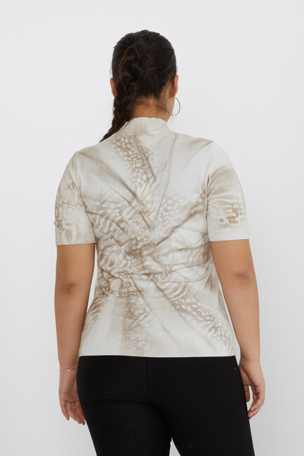 Women's Knitwear Stone Detailed Patterned Ecru-Beige - 31235 | KAZEE - Thumbnail