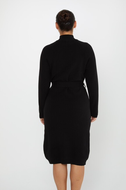 Women's Knitted Dress Button Detail Black - 30283 | KAZEE - Thumbnail